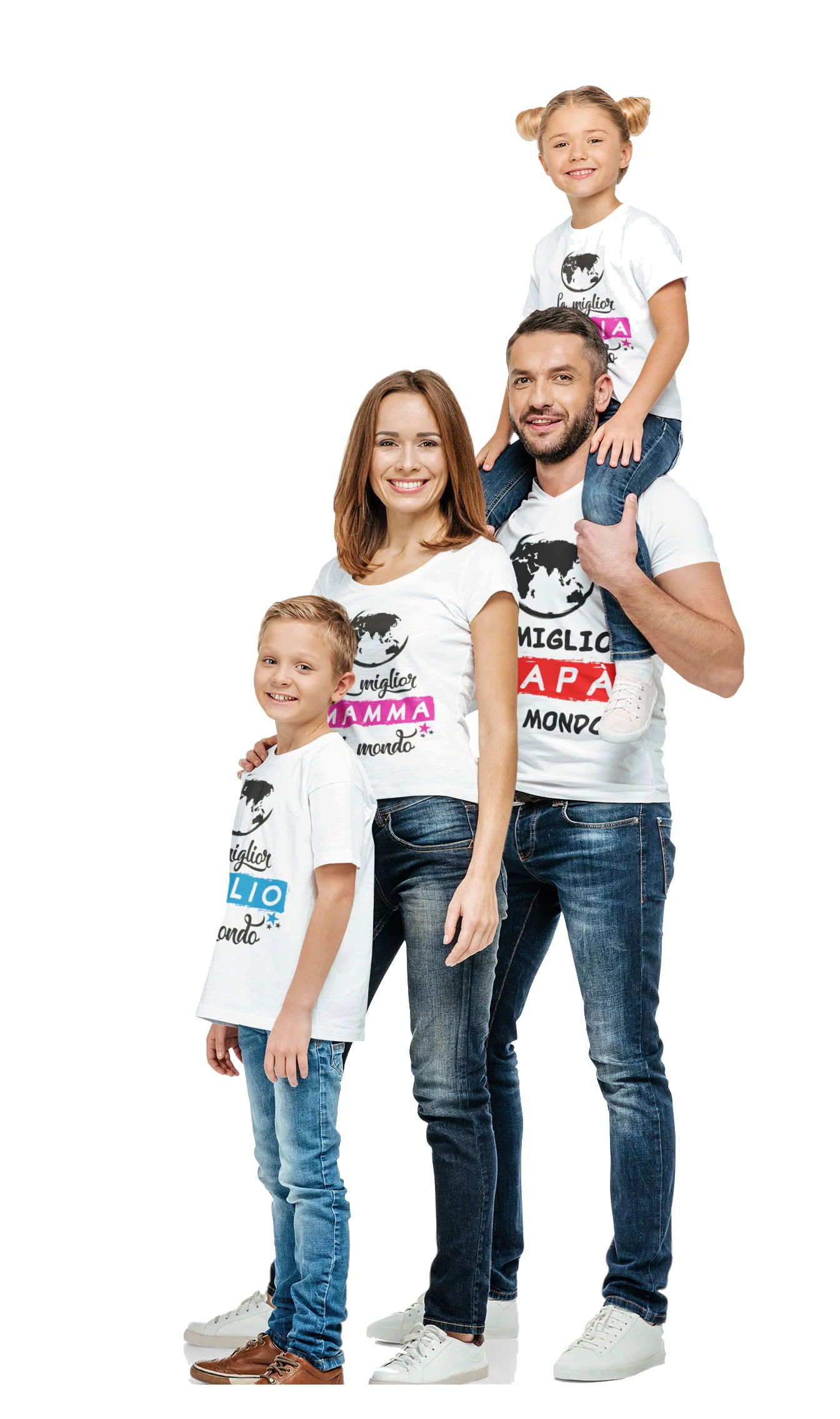 T-Shirt magliette Coordinate famiglia miglior papà, miglior mamma, miglior figlio/a del mondo – set magliette per tutta la famiglia