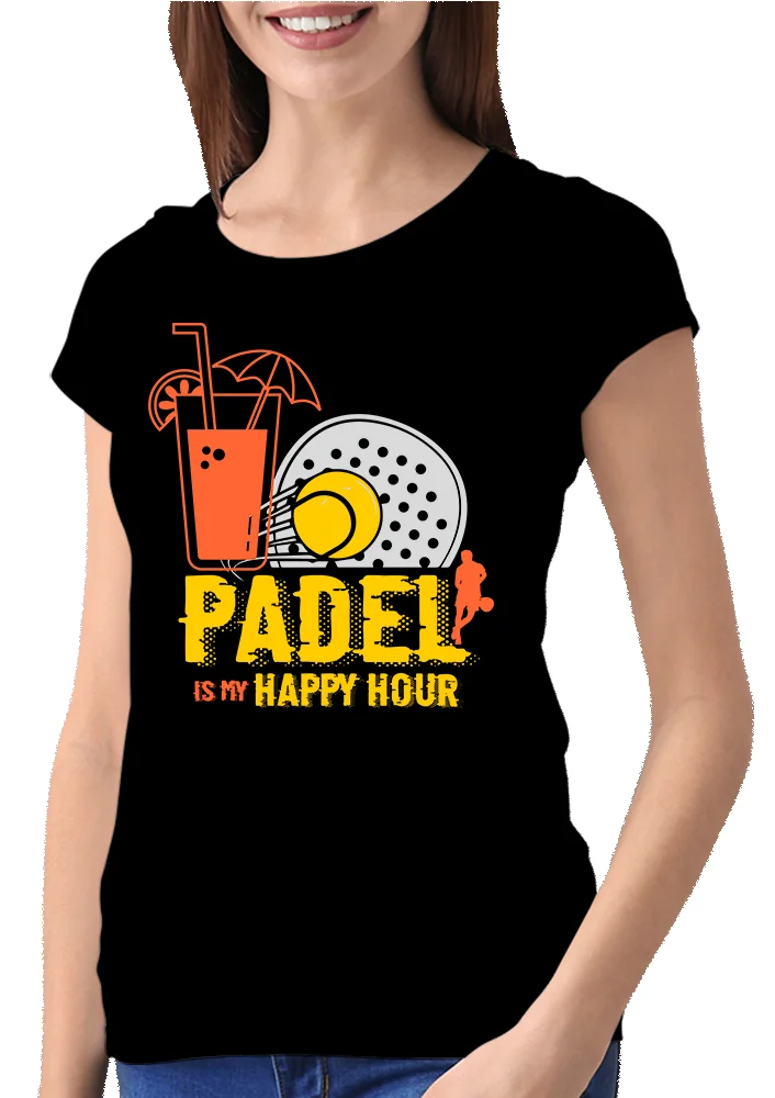 Tshirt T-Shirt donna divertente Padel maglietta Padel is my happy hour