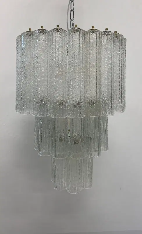 Lampadario con tubi di Murano Vintage attribuito a Venini modello grande - immagine 2