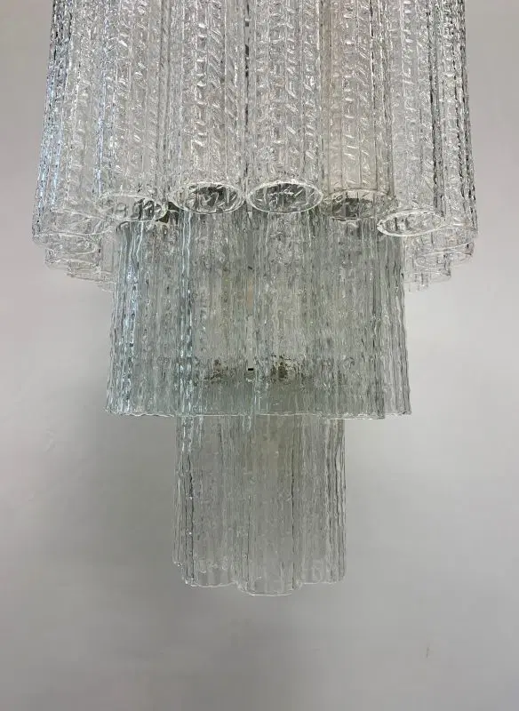 Lampadario con tubi di Murano Vintage attribuito a Venini modello grande - immagine 3