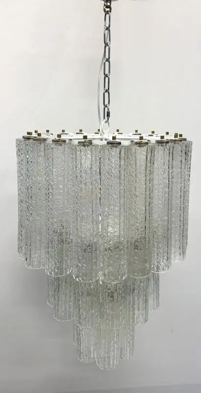 Lampadario con tubi di Murano Vintage attribuito a Venini modello grande - immagine 4