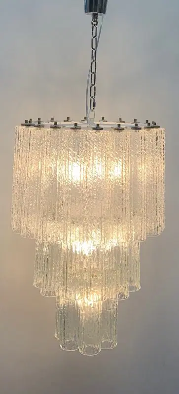 Lampadario con tubi di Murano Vintage attribuito a Venini modello grande - immagine 5