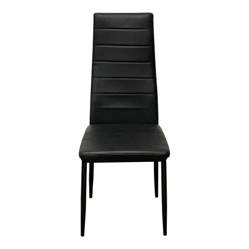 Sedie da pranzo in ecopelle nera, anni ’70, set di 4 - immagine 5