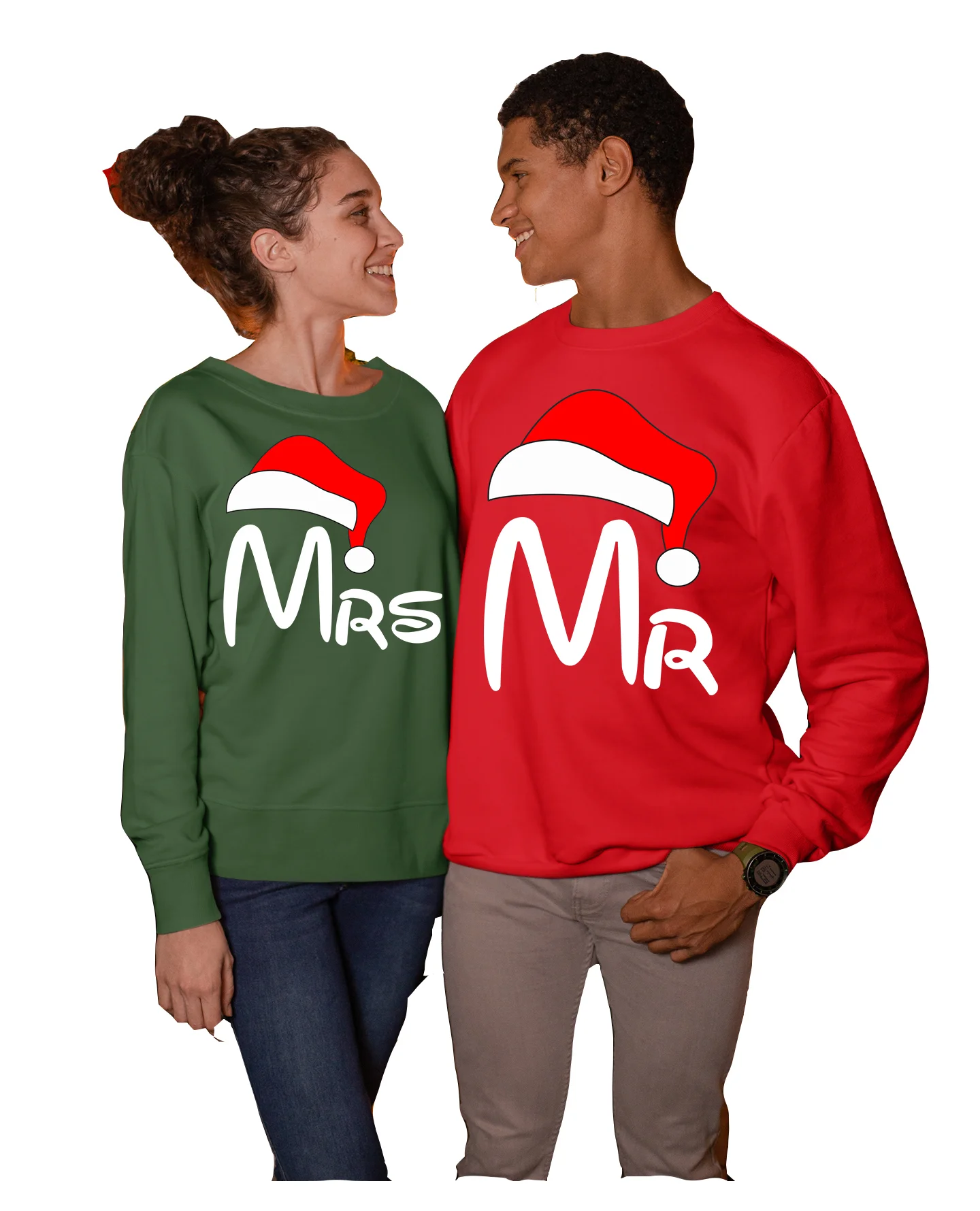 Coppia di Felpe Girocollo Natale Natalizie lui e lei Mr e Mrs – idea regalo natale Unisex - immagine 2