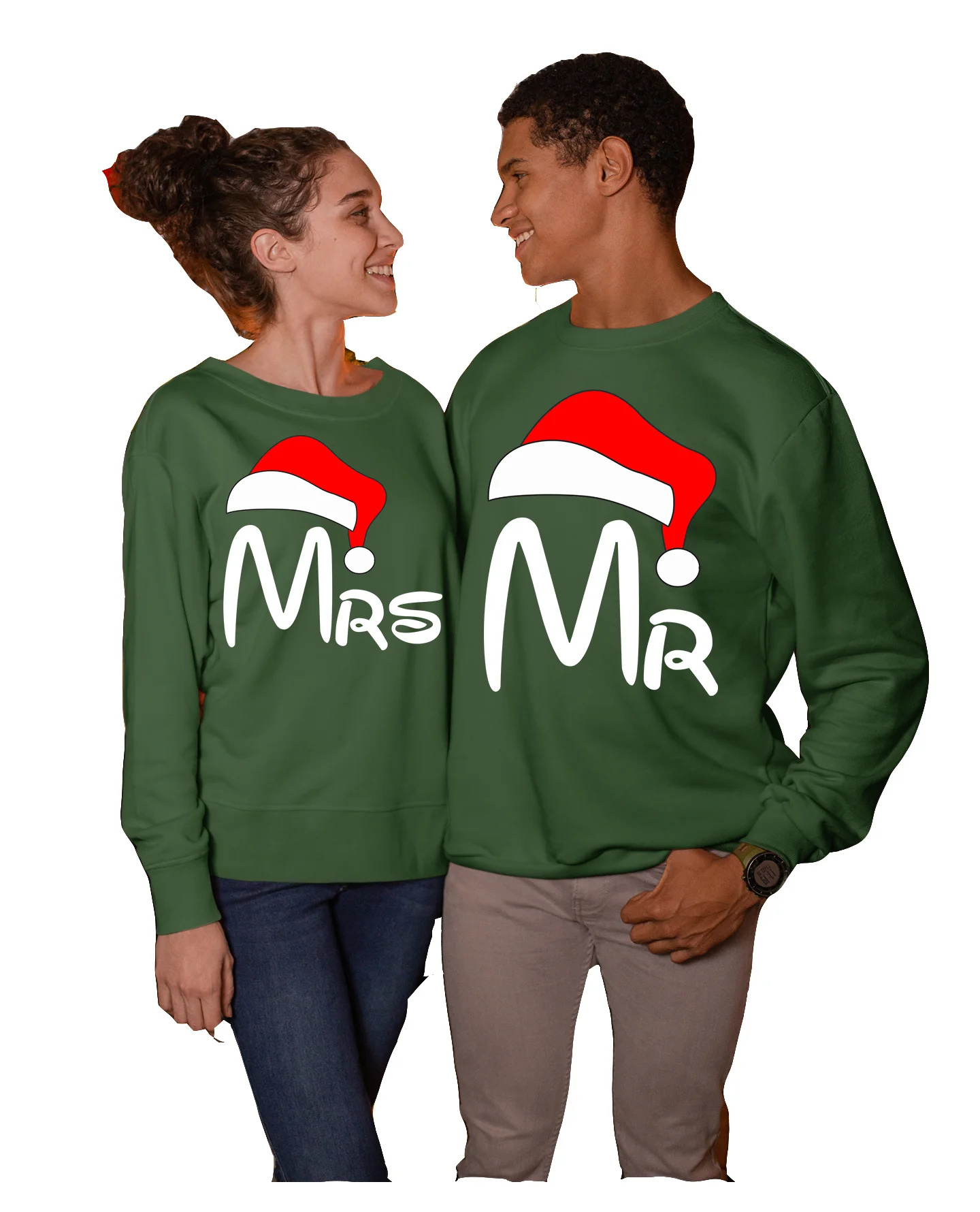 Coppia di Felpe Girocollo Natale Natalizie lui e lei Mr e Mrs – idea regalo natale Unisex - immagine 3