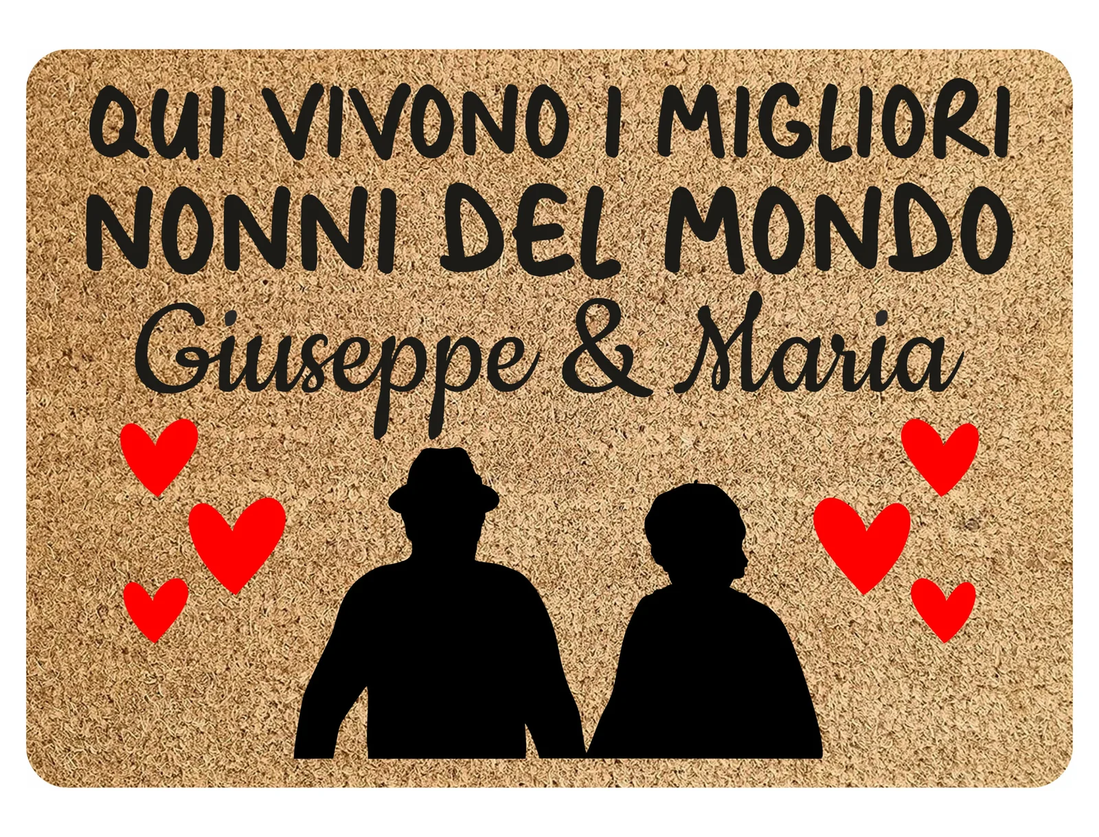 Tappeto Zerbino personalizzato con nome Nonni Qui vivono i migliori del mondo Ingresso Casa 68×48 cm
