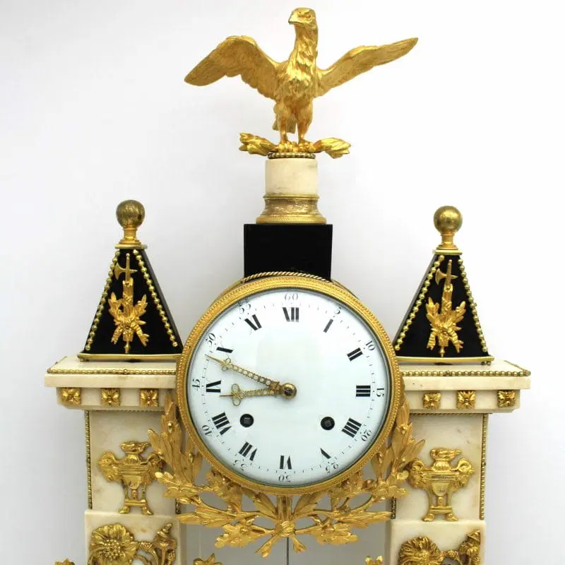 Antico Orologio a Pendolo Luigi XVI in bronzo dorato e marmo (H.62) 18°secolo Rivoluzione - immagine 3