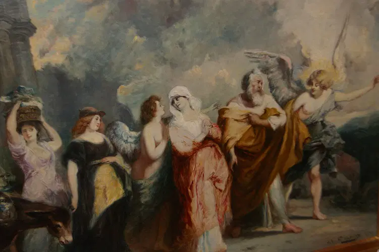 Stupendo olio su tela “L’entrata della Vergine Maria E San Giuseppe a Betlemme” F. Maury (1861-1933) - immagine 2