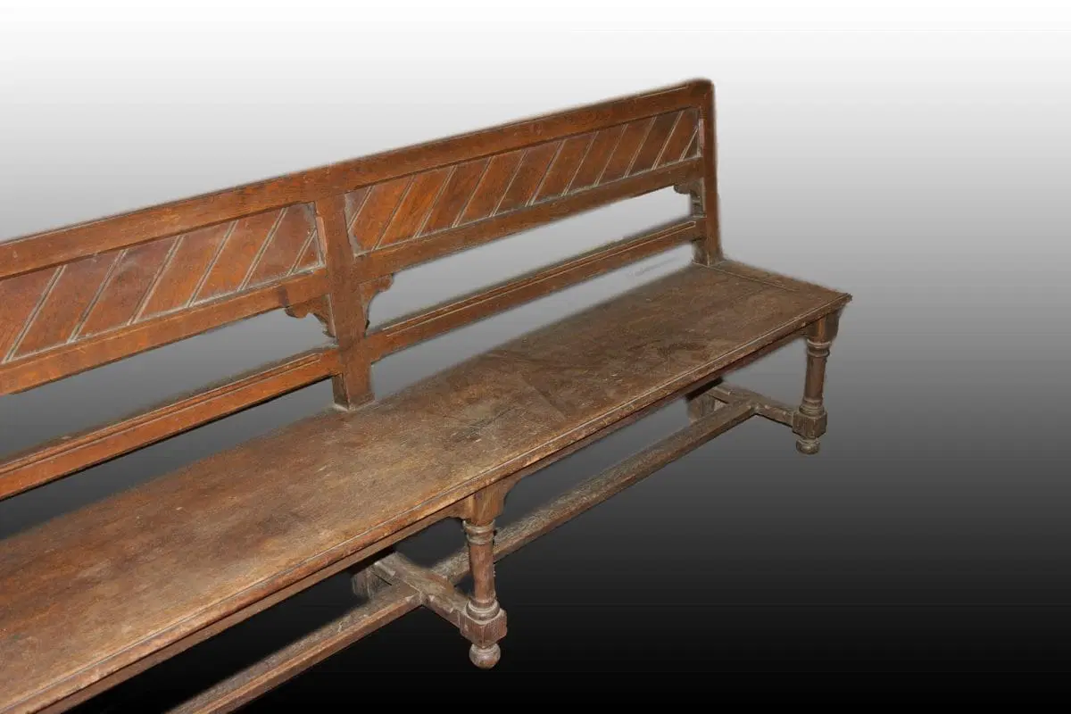 Grande panca rustica francese del 1800 lunghezza 3 metri e 49 cm - immagine 3