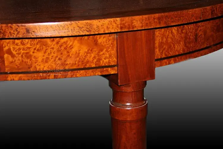 Tavolo francese di metà 1800 Luigi XVI in radica di maples - immagine 4