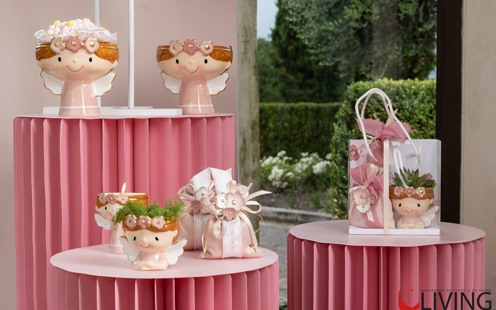 Bomboniera angelo candela rosa - immagine 2