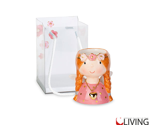 Bomboniera angelo cachepot con collana cuore