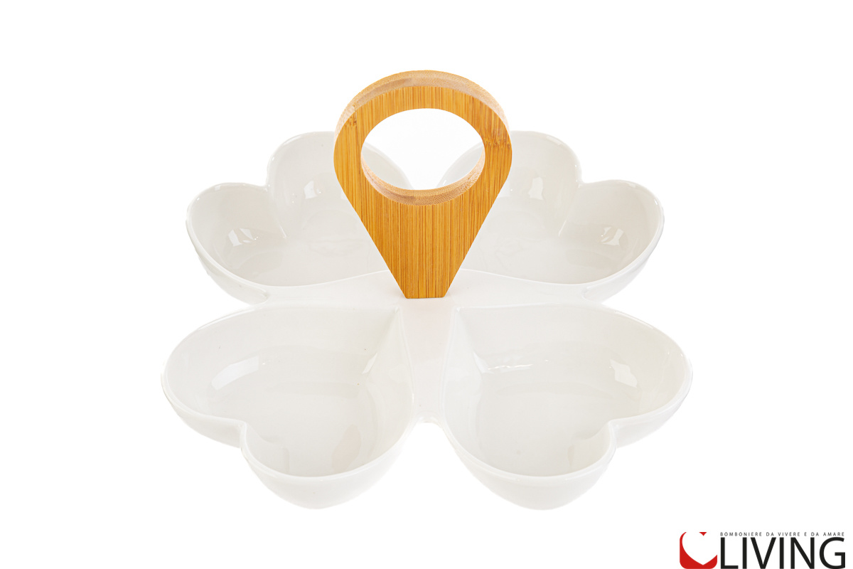 Bomboniera antipastiera cuori porcellana - immagine 2