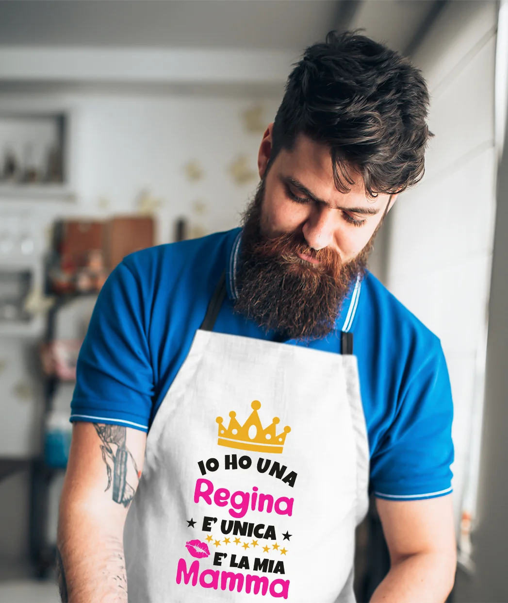 Grembiule da cucina Mamma Io ho una regina, è unica, è la mia mamma Idea Regalo taglia Unica - immagine 3