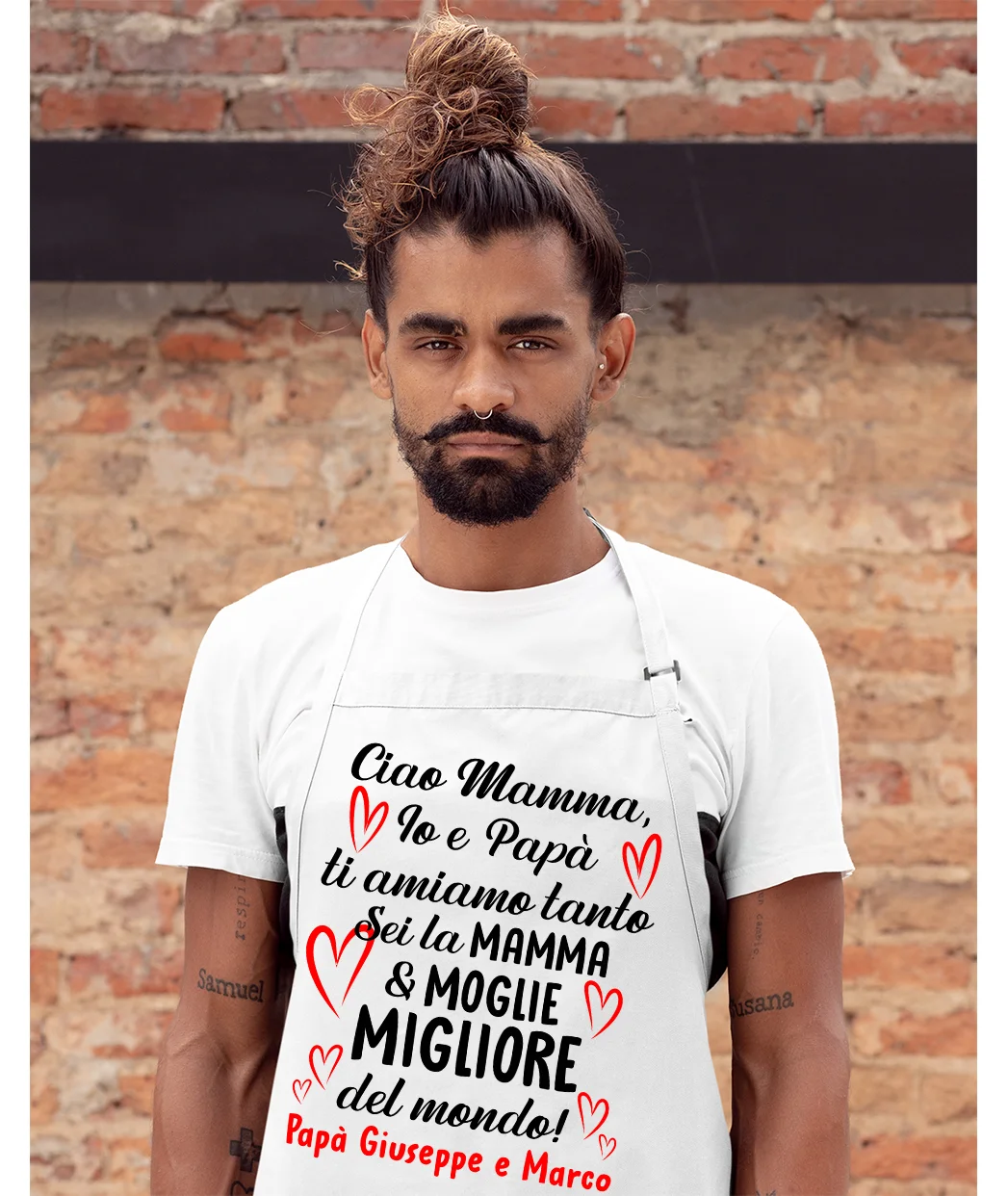 Grembiule da cucina Mamma PERSONALIZZABILI Io e Papà ti amiamo tanto Festa della Mamma Idea Regalo taglia Unica - immagine 4
