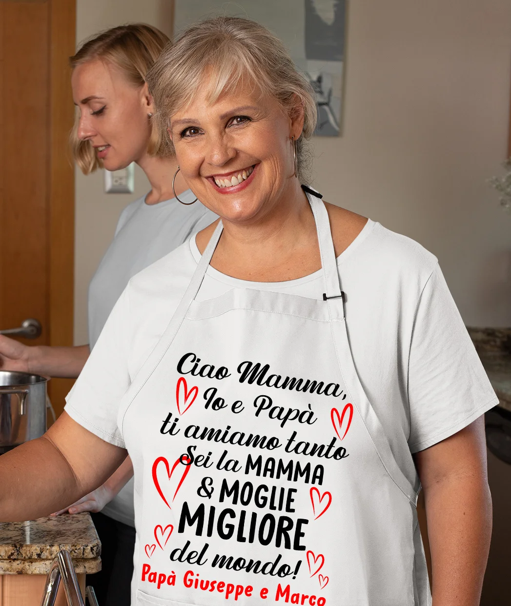 Grembiule da cucina Mamma PERSONALIZZABILI Io e Papà ti amiamo tanto Festa della Mamma Idea Regalo taglia Unica - immagine 5