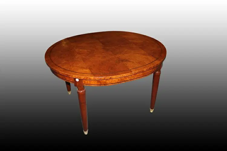 Tavolo francese di metà 1800 Luigi XVI in radica di maples - immagine 5