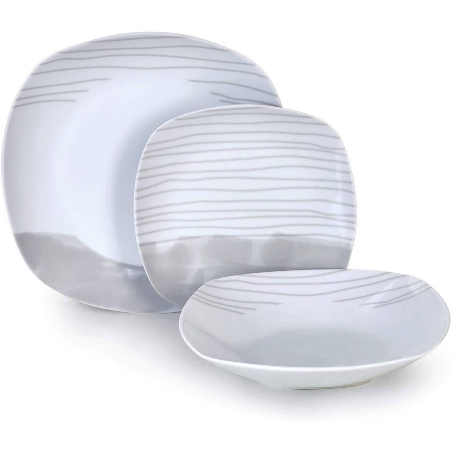 Barazzoni servizio 18 piatti da tavola linea Tango grigio in porcellana - immagine 2