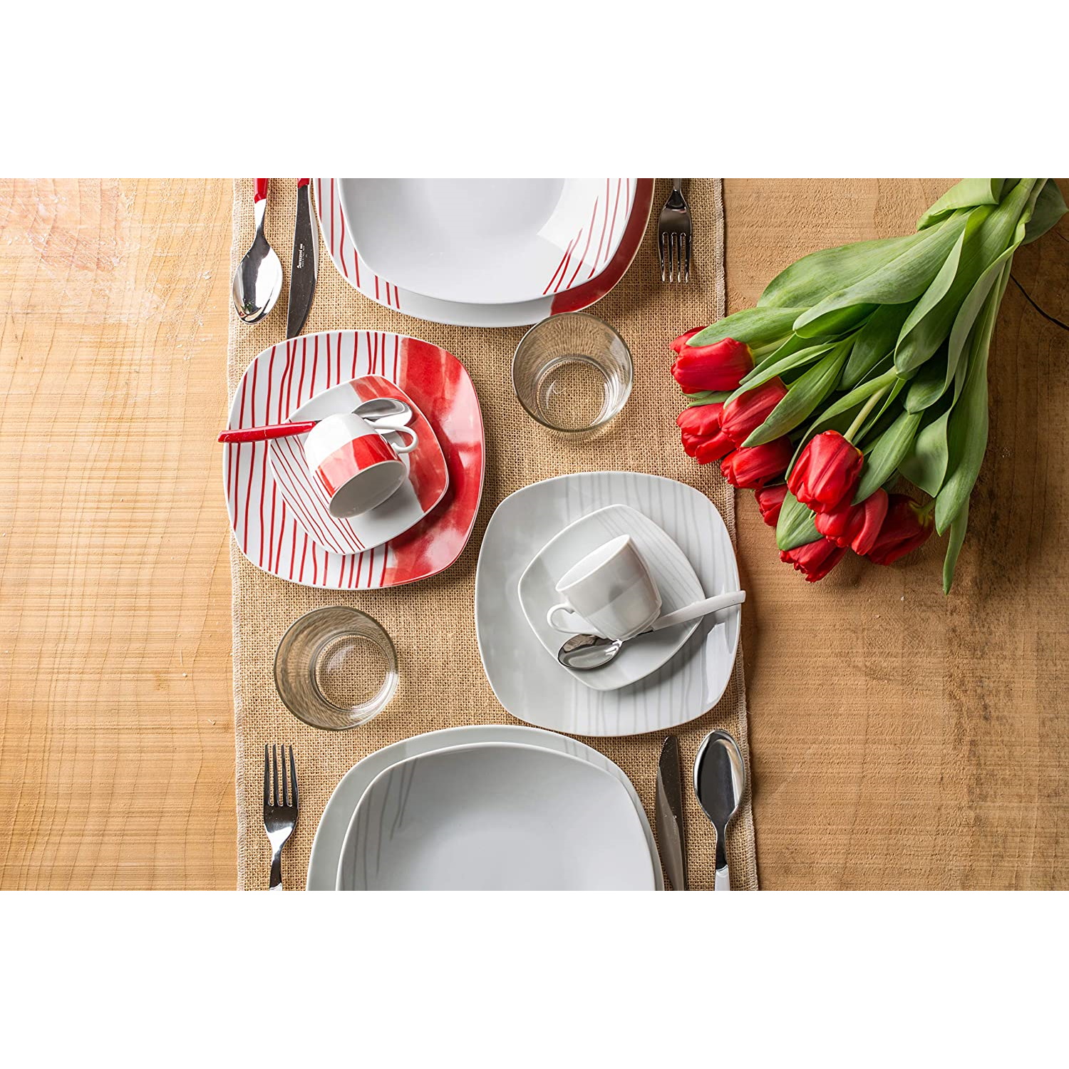 Barazzoni servizio 18 piatti da tavola linea Tango grigio in porcellana - immagine 3