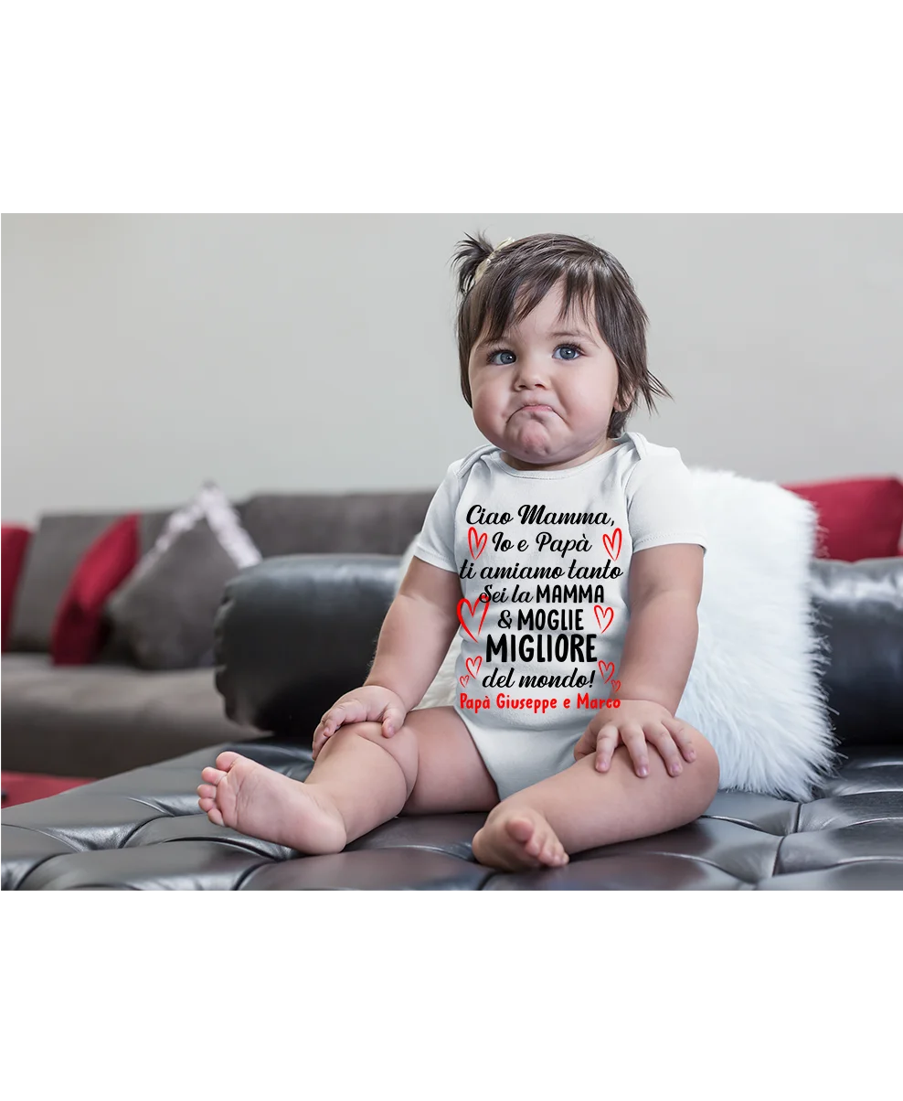 Body Mamma PERSONALIZZABILE neonato neonata Festa della Mamma Io e Papà Ti amiamo tanto Buona Festa della Mamma Idea Regalo Mamma - immagine 4