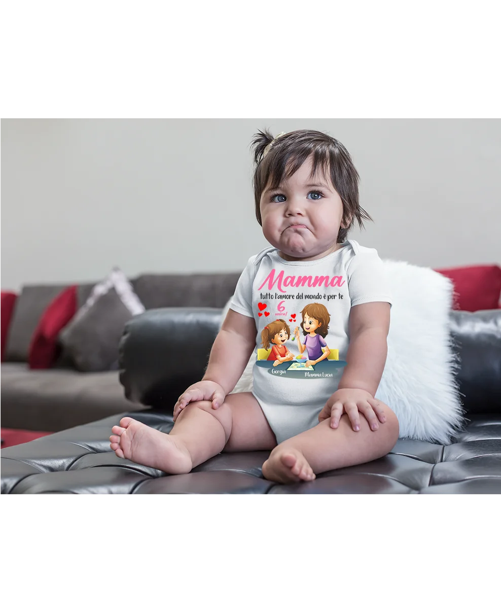 Body Mamma PERSONALIZZABILE CON NOME neonata Mamma tutto l’amore del mondo è per te Sei unica! Festa della Mamma Compleanno Idea Regalo Mamma - immagine 4