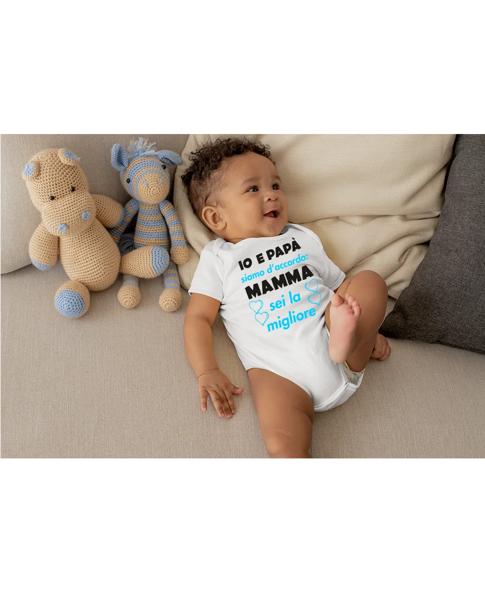 Body da neonato Maschietto io e pappà siamo d’accordo mamma sei la migliore – idea regalo - immagine 2