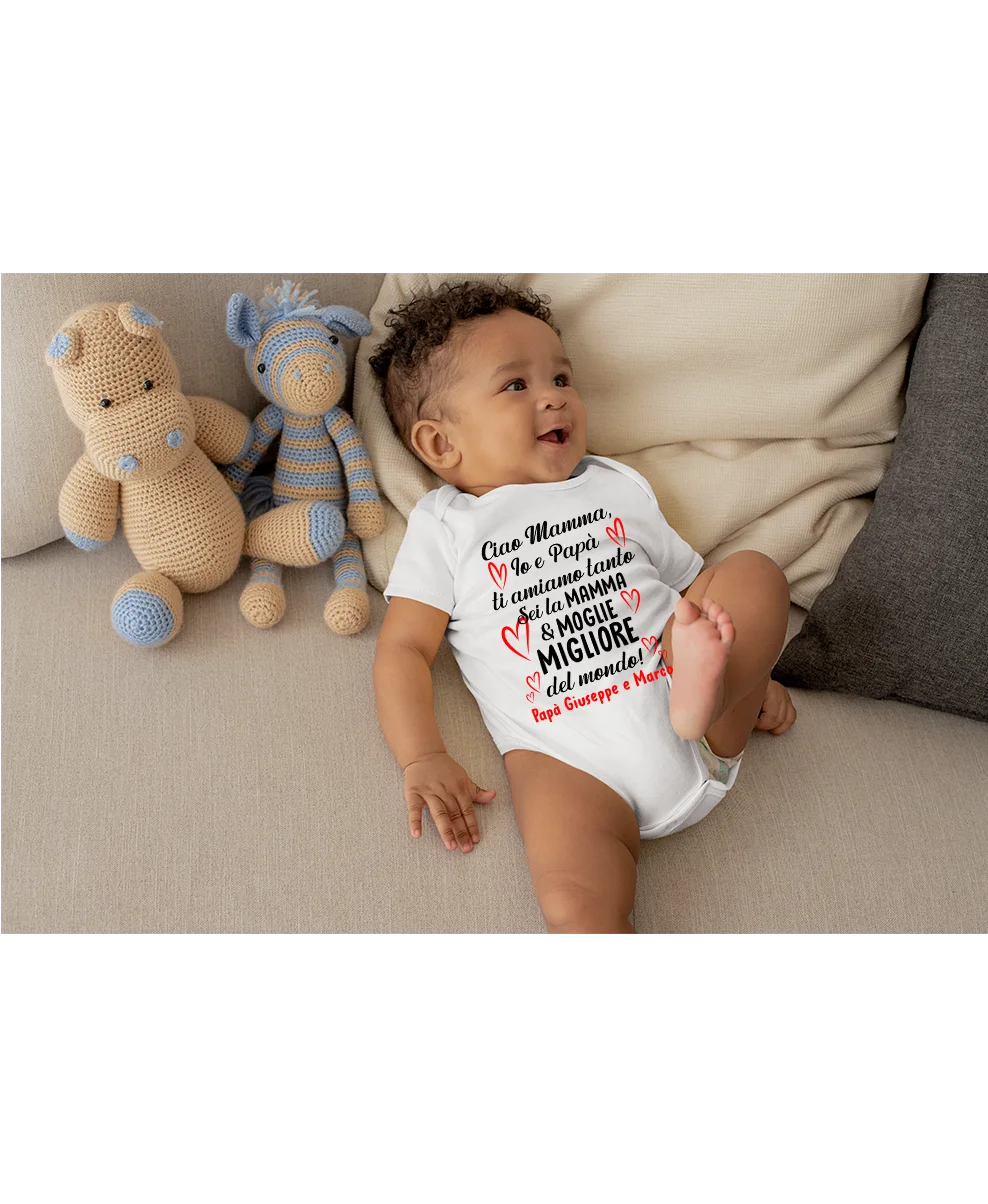Body Mamma PERSONALIZZABILE neonato neonata Festa della Mamma Io e Papà Ti amiamo tanto Buona Festa della Mamma Idea Regalo Mamma - immagine 3