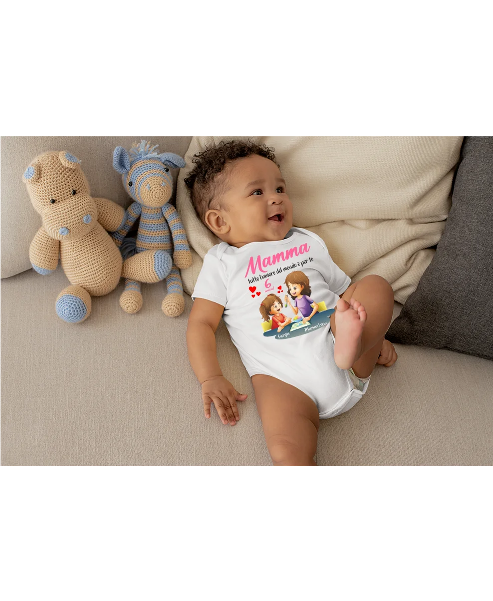 Body Mamma PERSONALIZZABILE CON NOME neonata Mamma tutto l’amore del mondo è per te Sei unica! Festa della Mamma Compleanno Idea Regalo Mamma - immagine 3