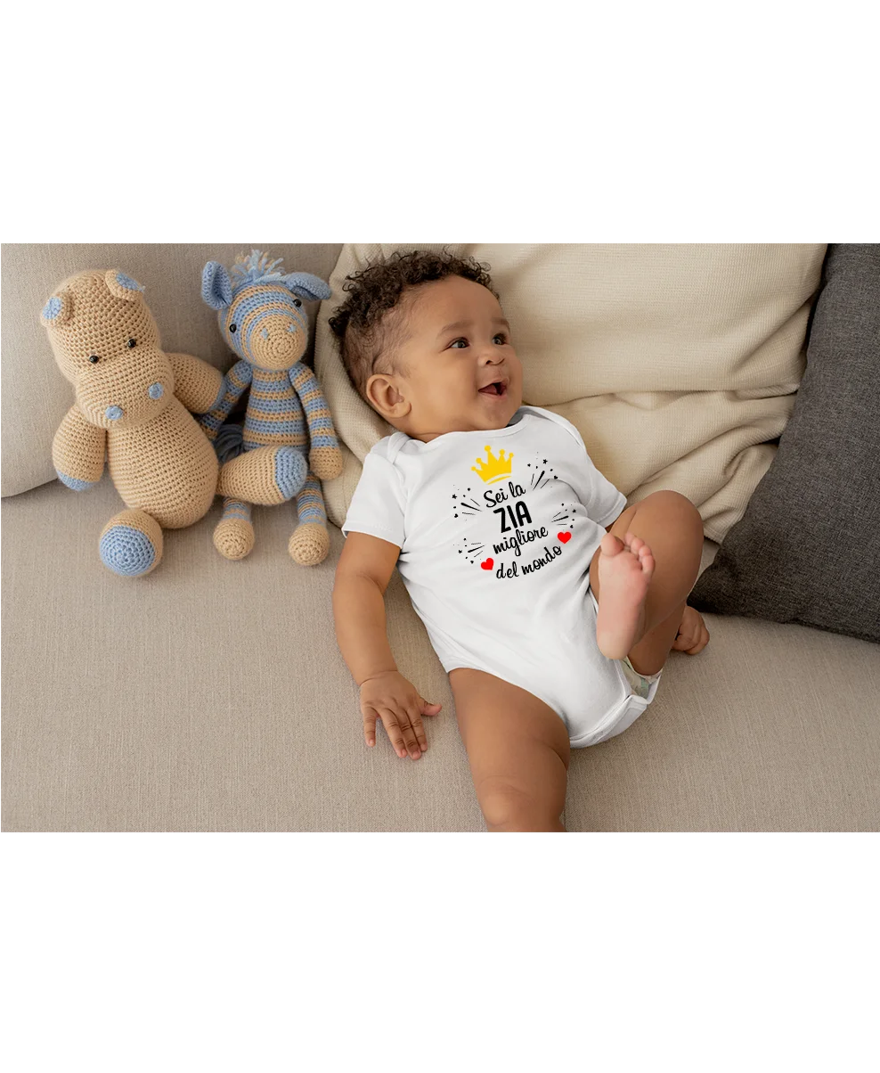 Body da neonato Sei la zia migliore del mondo – body simpatico e divertente – idea regalo - immagine 3