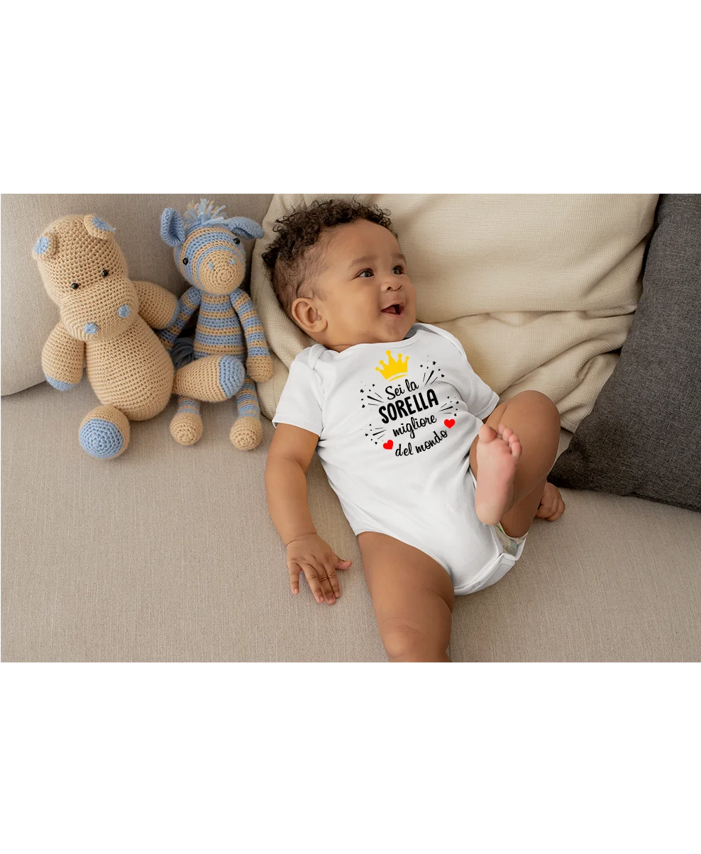 Body da neonato Sei la sorella migliore del mondo – body simpatico e divertente – idea regalo - immagine 3