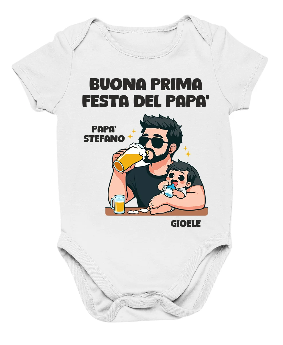 Body Papà Neonato PERSONALIZZABILE CON NOME Buona Prima Festa del Papà Capelli Neri divertente idea regalo Festa del Papà Regalo Dalla S alla XL