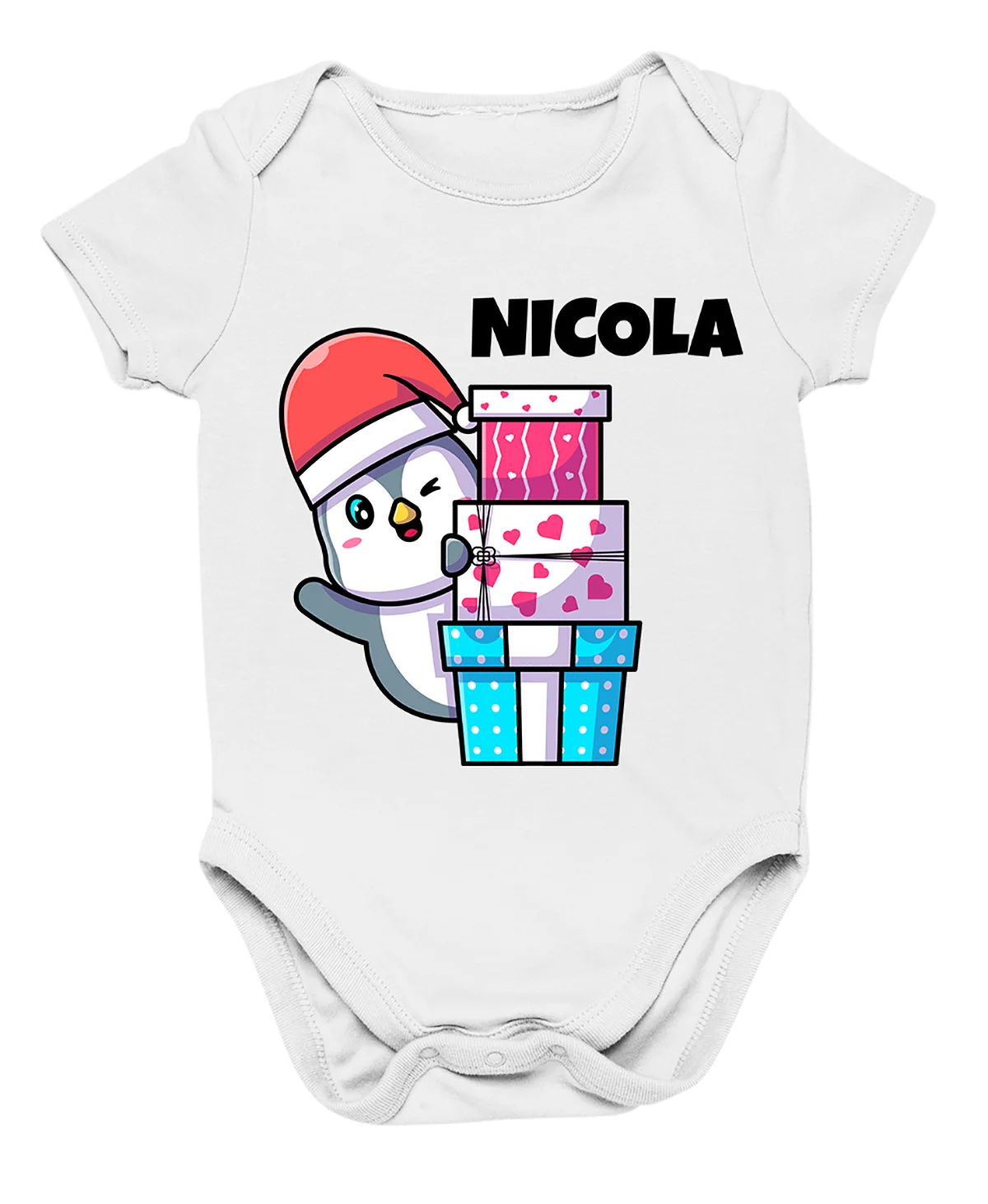 Body Neonato Natale PERSONALIZZABILE con nome Pinguino regali divertente