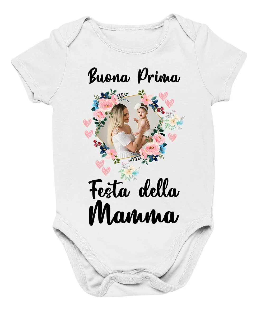 Body Mamma PERSONALIZZABILE CON FOTO neonato neonata Buona Prima Festa della Mamma Idea Regalo Mamma