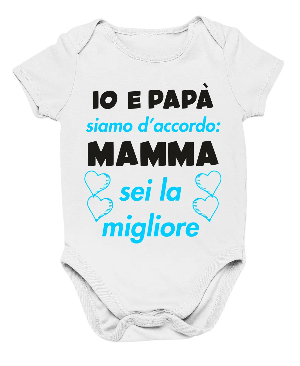 Body da neonato Maschietto io e pappà siamo d’accordo mamma sei la migliore – idea regalo