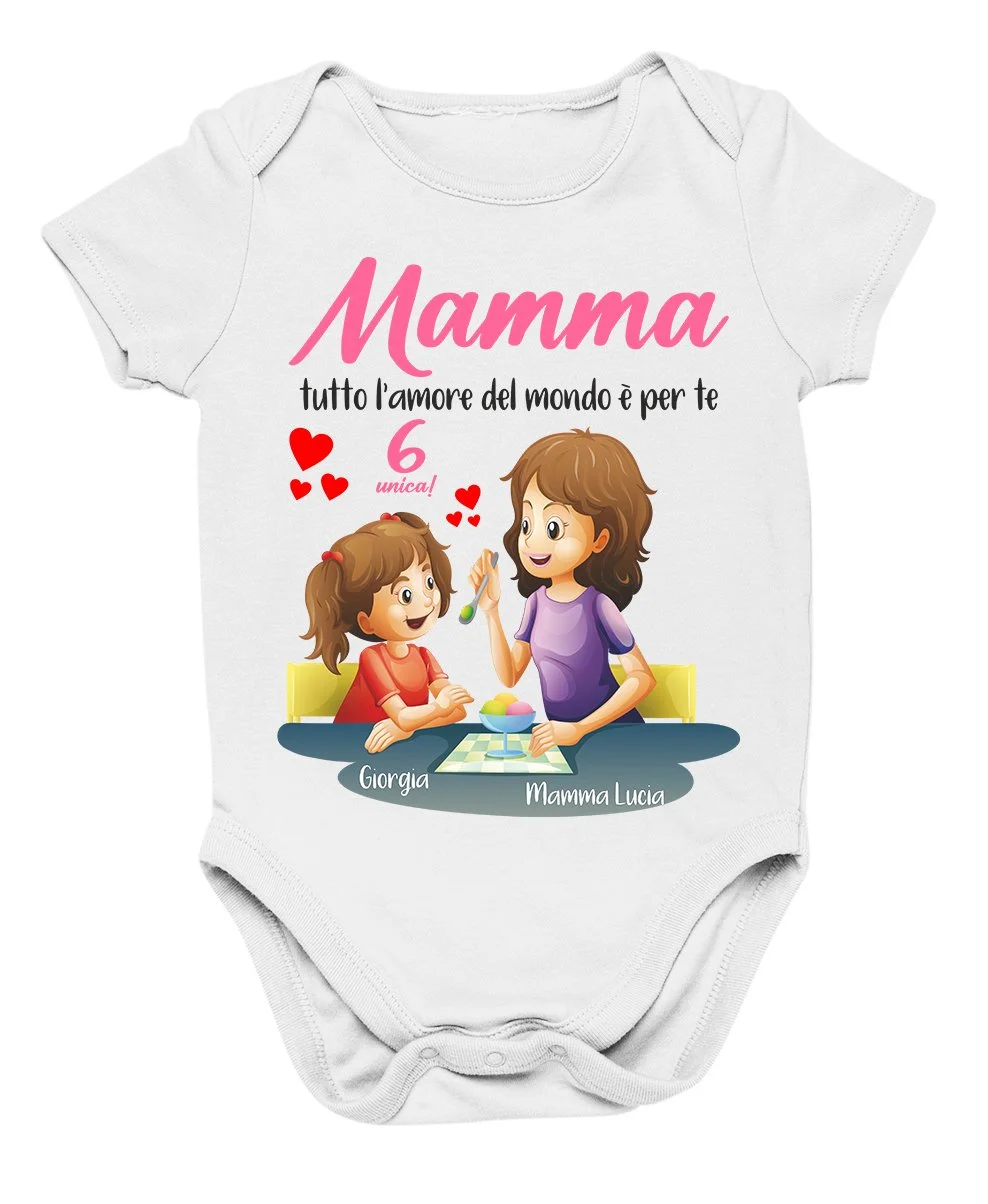 Body Mamma PERSONALIZZABILE CON NOME neonata Mamma tutto l’amore del mondo è per te Sei unica! Festa della Mamma Compleanno Idea Regalo Mamma