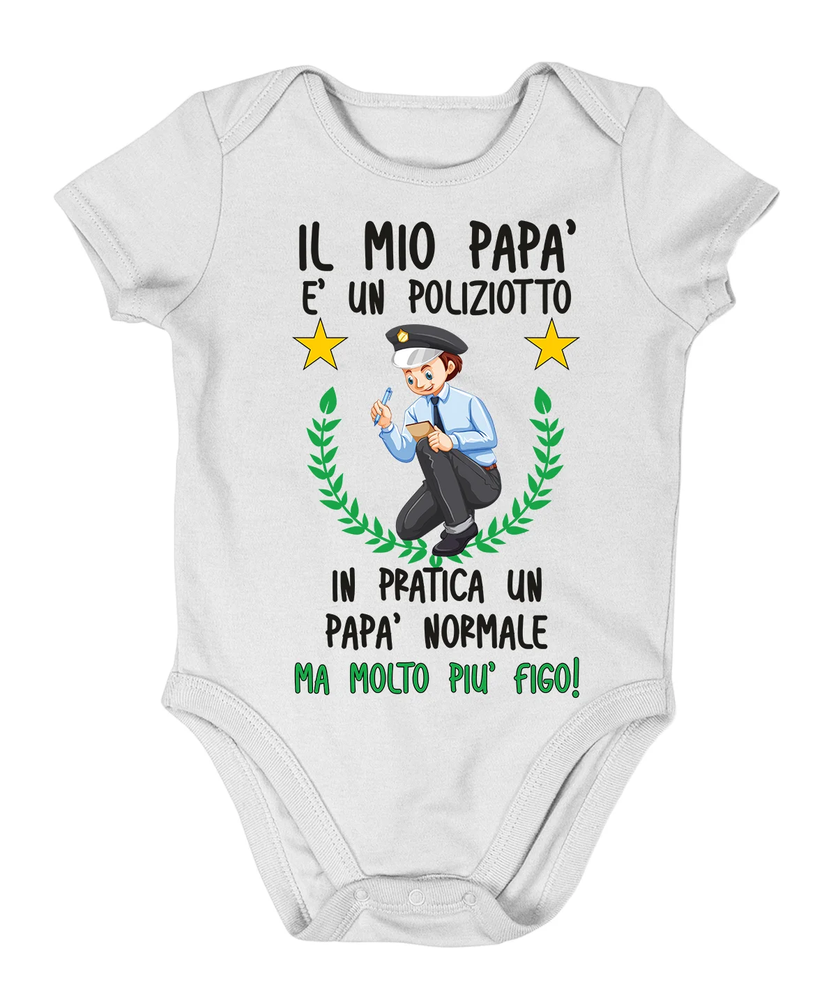Body neonato PERSONALIZZABILE Poliziotto Papà Nonno Zio Padrino body neonato divertenti