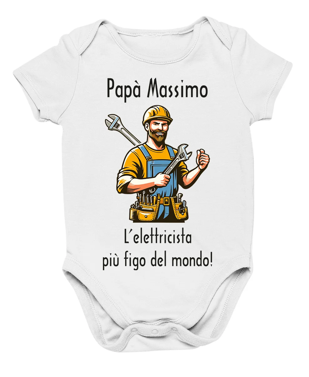 Body Papà Neonato PERSONALIZZABILE CON NOME L’elettricista più figo del mondo divertente idea regalo Festa del Papà Regalo Dalla S alla XL