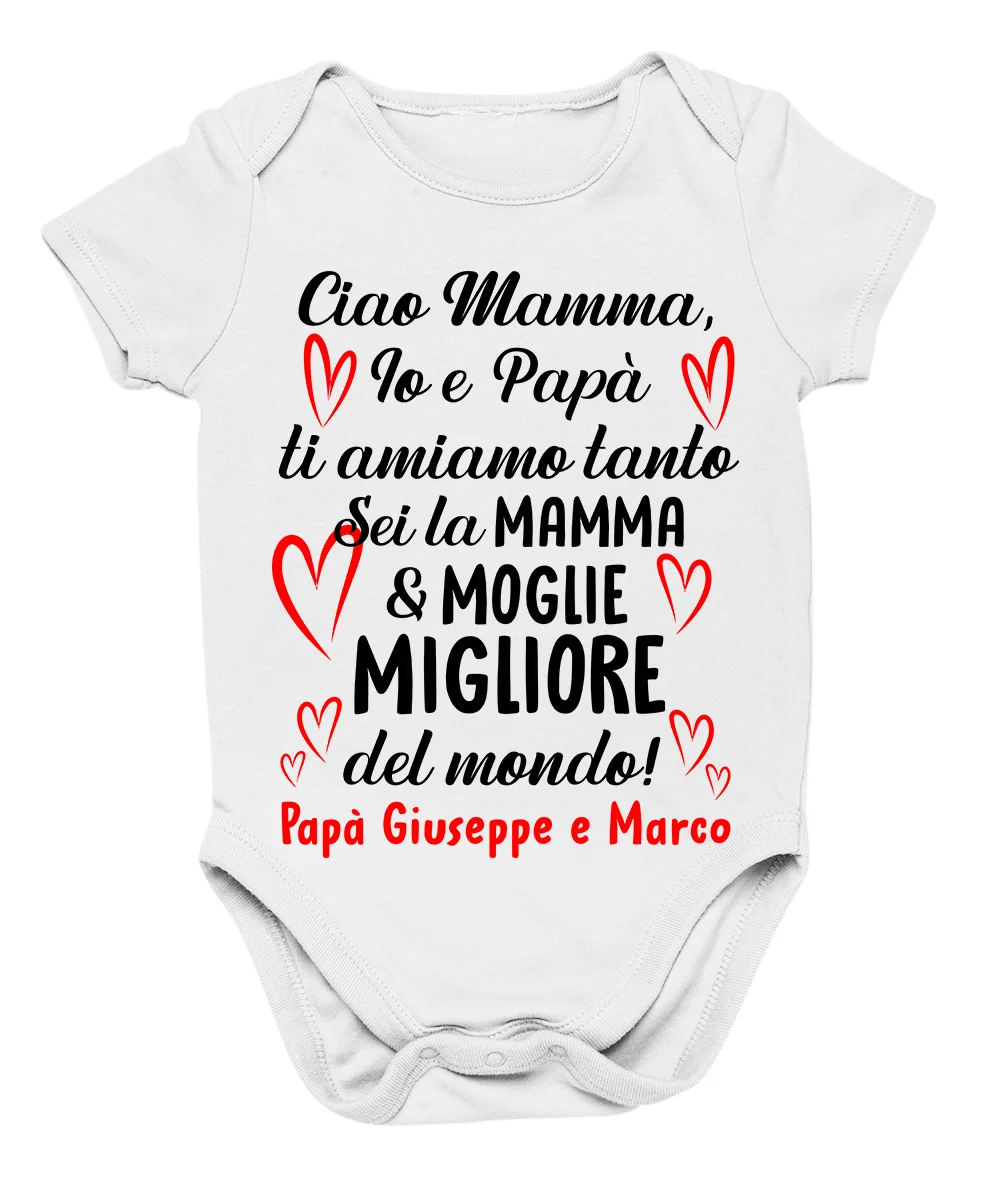 Body Mamma PERSONALIZZABILE neonato neonata Festa della Mamma Io e Papà Ti amiamo tanto Buona Festa della Mamma Idea Regalo Mamma