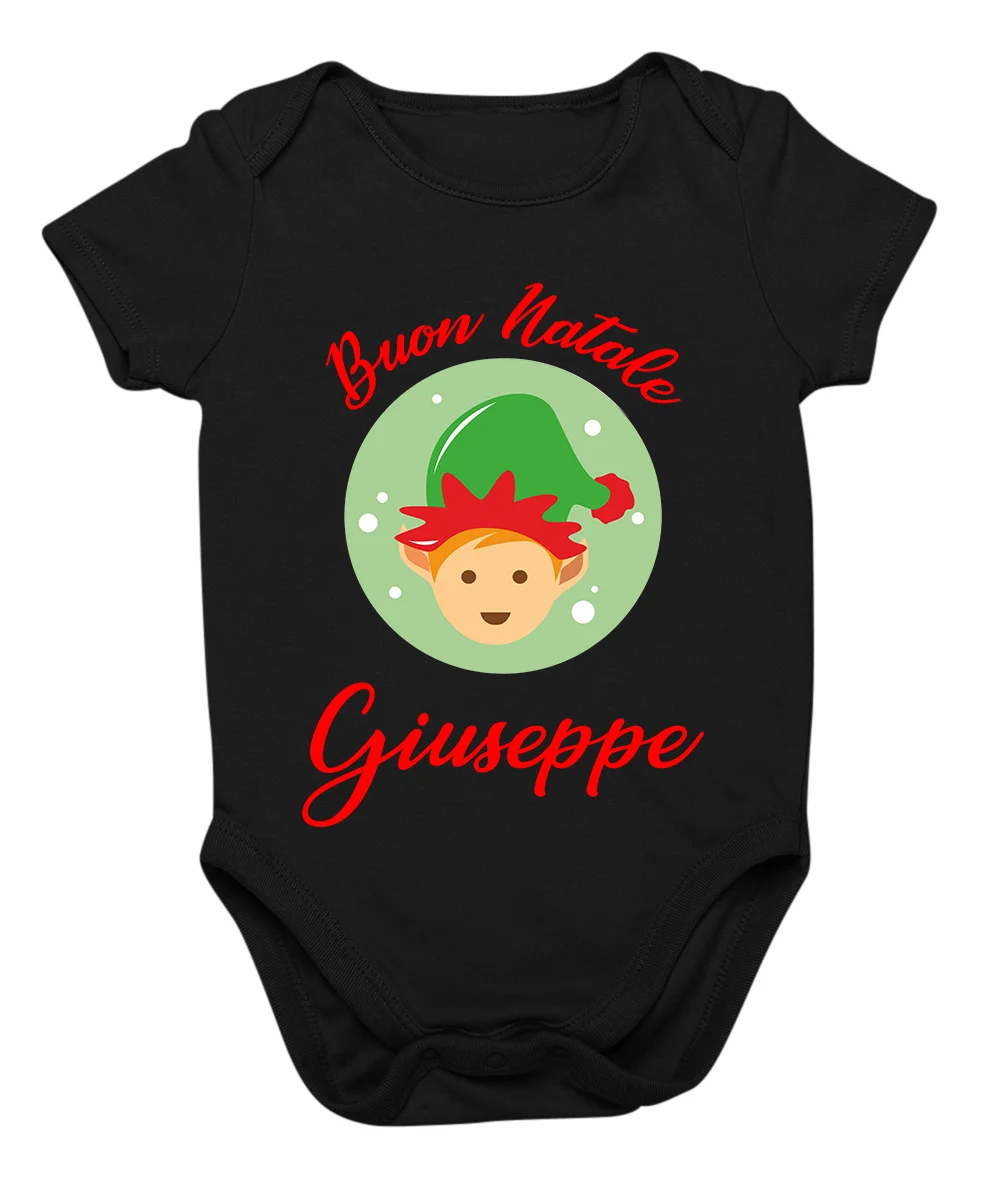 Body da neonato Natale PERSONALIZZA CON NOME Buon Natale – elfo natalizio – body divertente natalizio