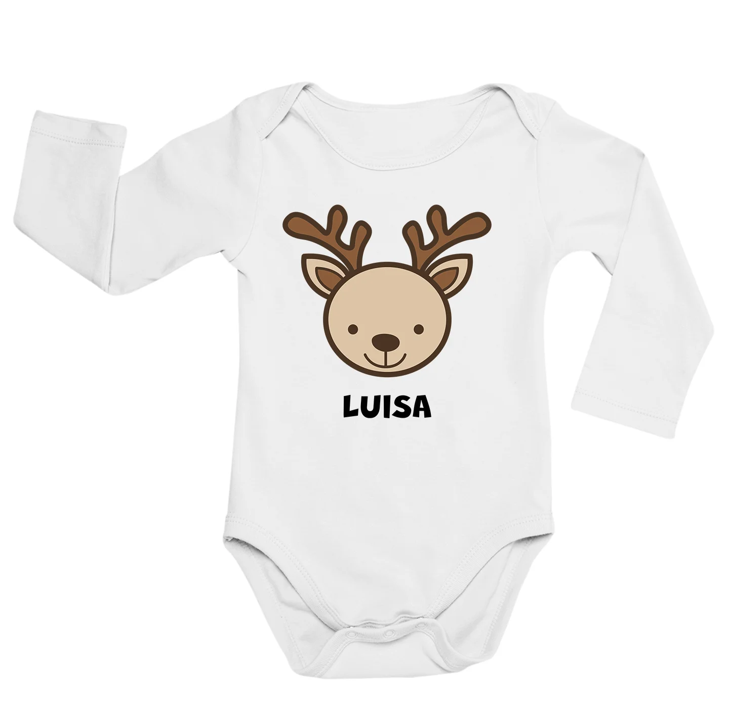 Body neonato manica lunga Personalizzato renna – mamma e papà con il nome personalizzato – idea regalo