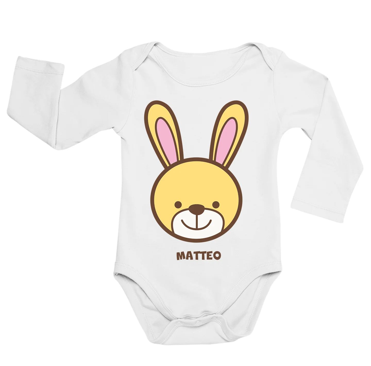 Body neonato manica lunga Personalizzato coniglietto di mamma e papà con il nome personalizzato – coniglio – idea regalo
