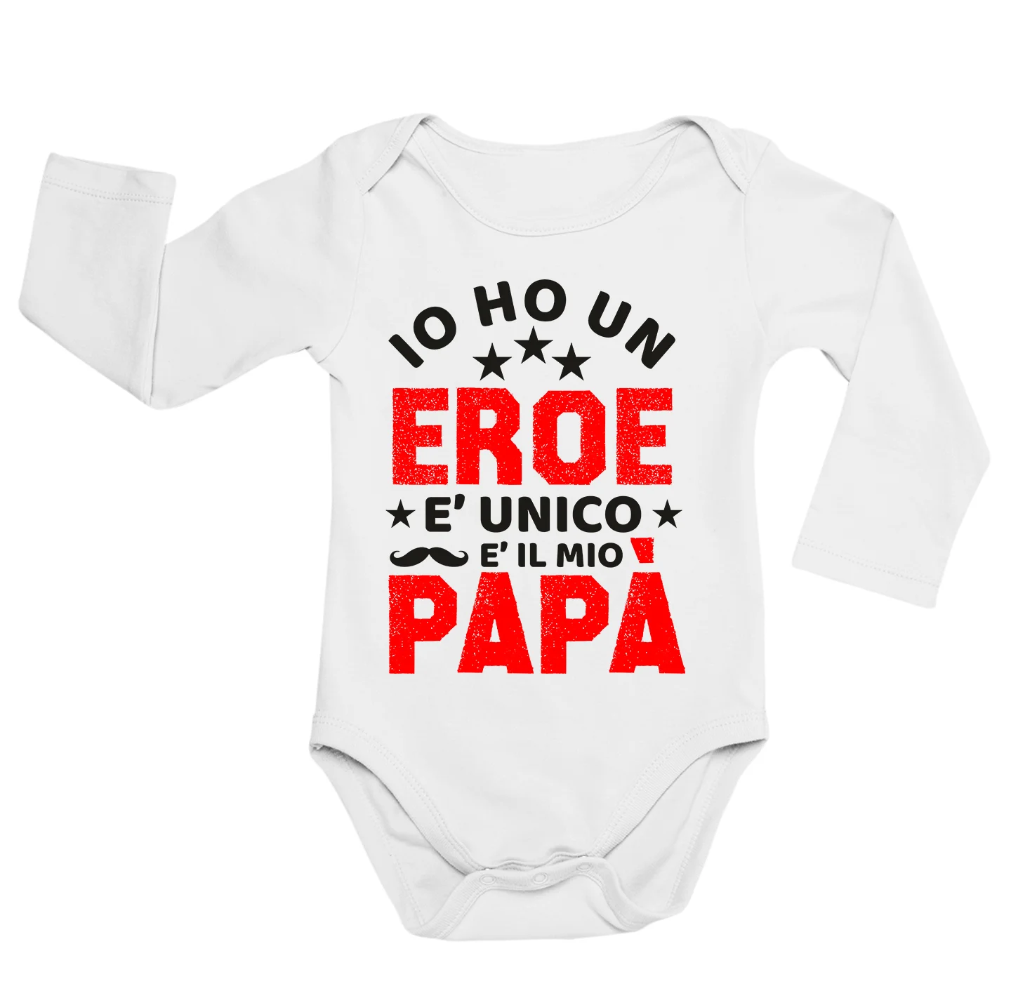 Body neonato manica lunga Regalo Festa del Papà Body papà neonato divertenti Io ho un eroe è unico è il mio papà