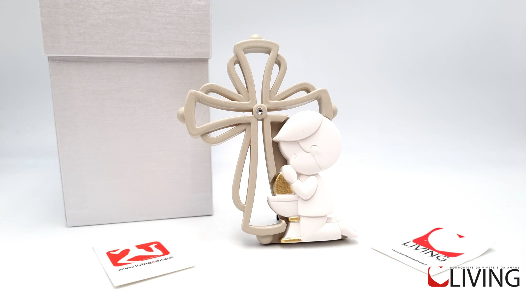 Bomboniera croce nocciola bimbo comunione