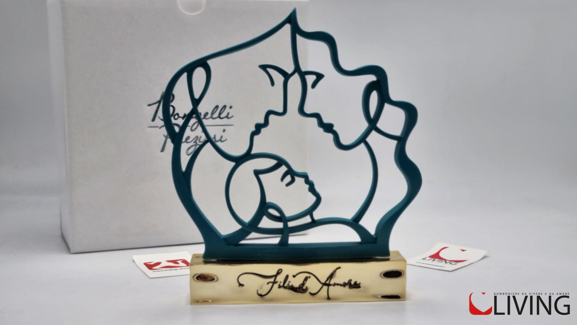 Bomboniera famiglia fili d’amore ottanio - immagine 2