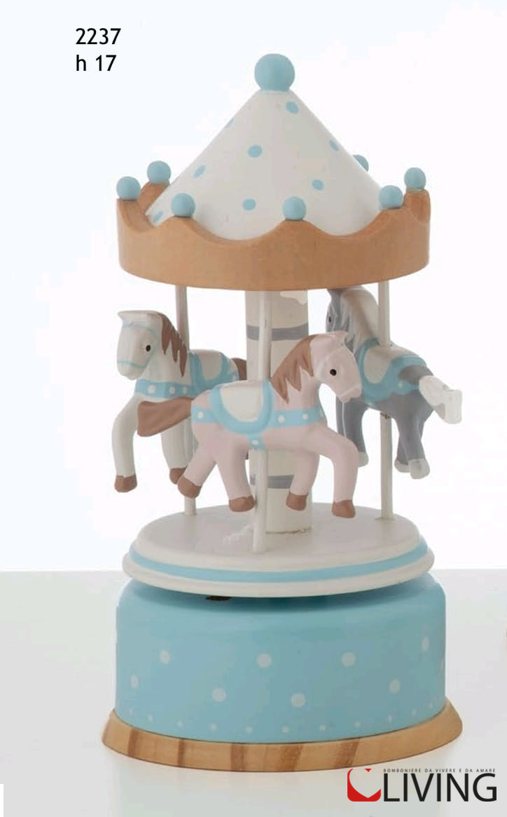 Bomboniera giostrina carillon linea Wood celeste