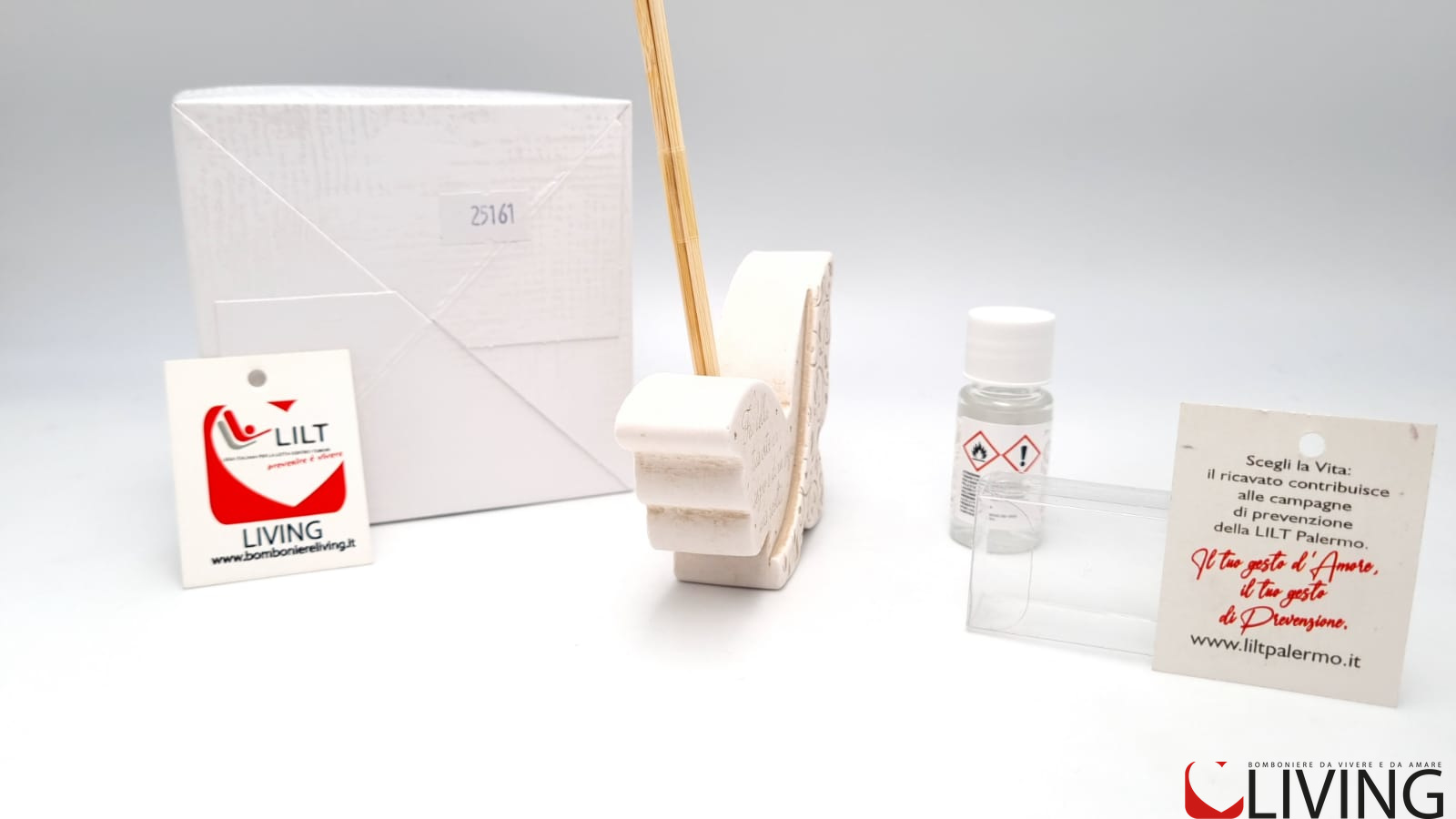 Bomboniera linea solidale LILT-LIVING profumatore farfalla polvere di marmo - immagine 3