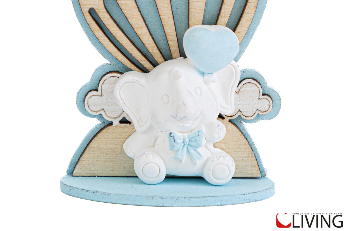 Bomboniera mongolfiera legno elefante celeste - immagine 2