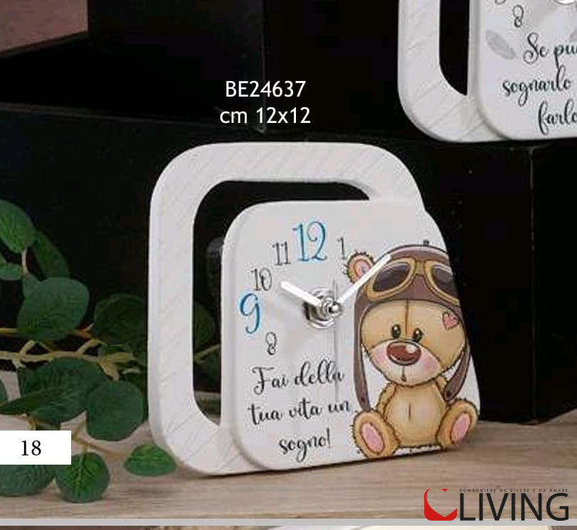 Bomboniera orologio leoncino aviatore linea Raya