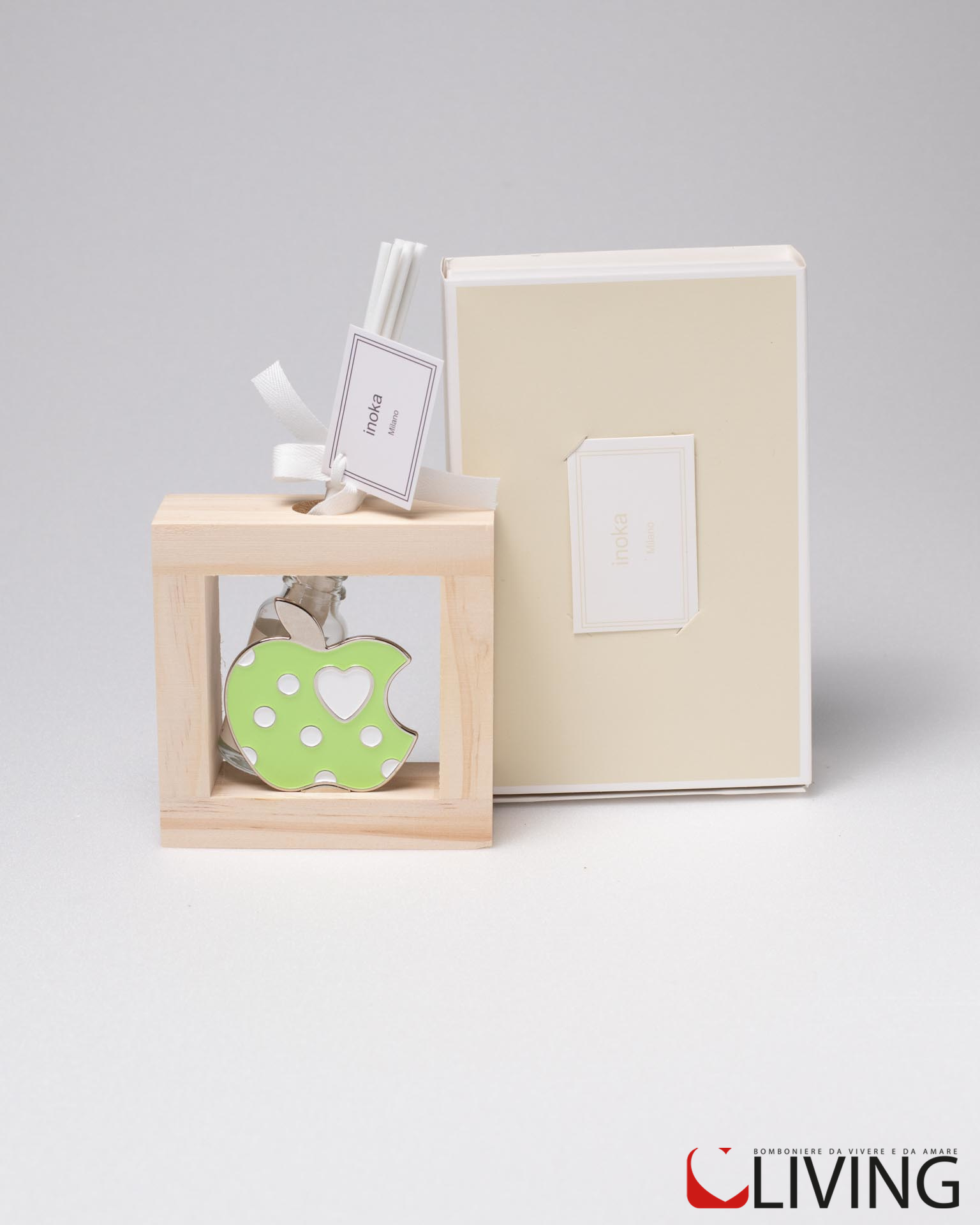 Bomboniera profumatore con cornice mela verde