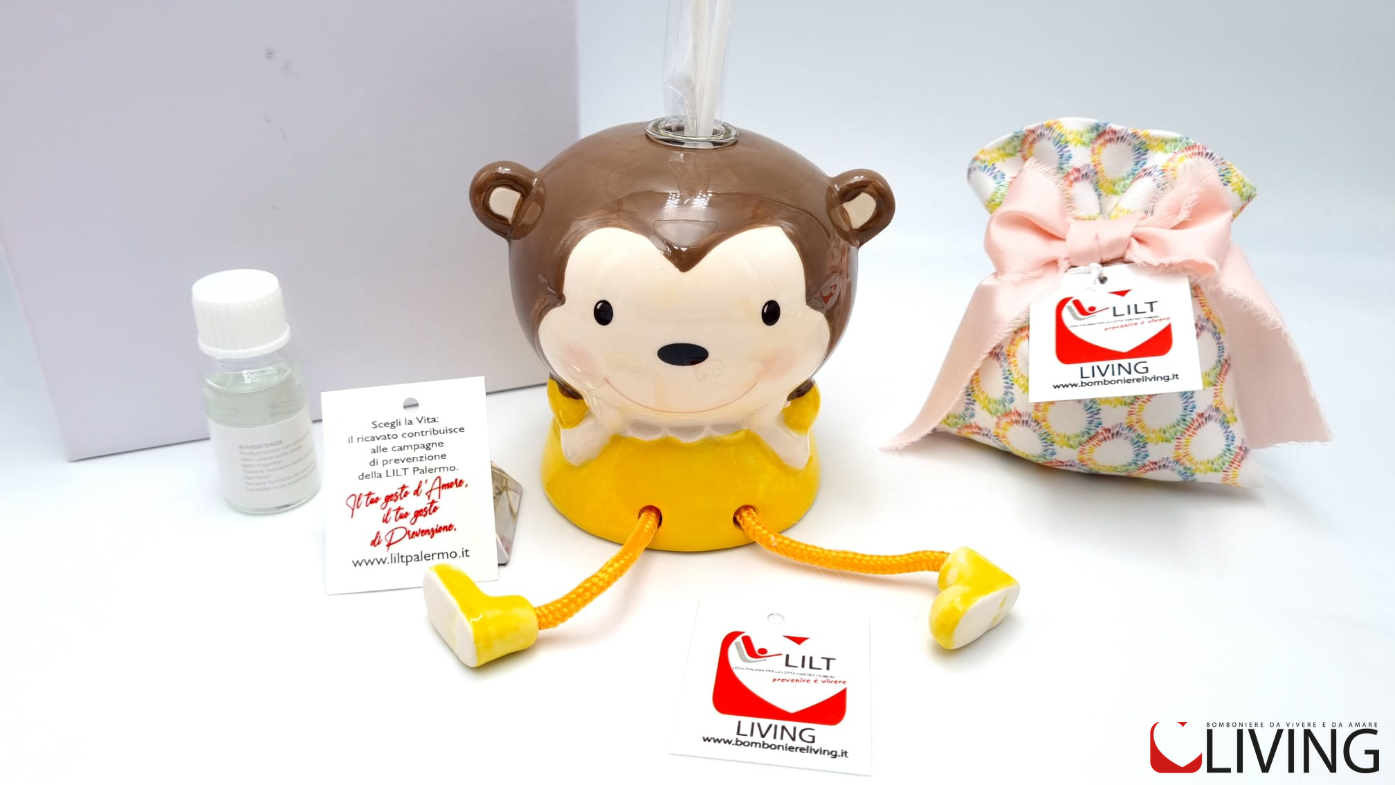 Bomboniera profumatore scimmietta linea solidale LILT-LIVING